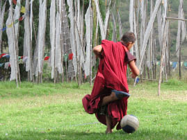 Young monks play soccer