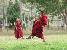 Young monks play soccer