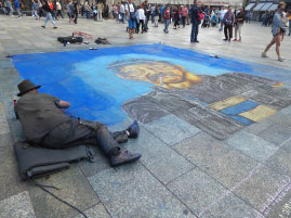 Cologne Cathedral Sidewalk chalk drawings