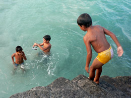 Kids jumping off cliff