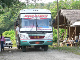 Bus bringing shoppers to marke