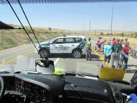 Waiting at the road block