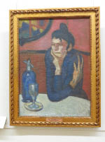 Picasso – The Absinthe Drinker 1901 – a woman in a grimy café contemplating her fate 