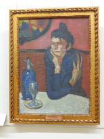 Picasso – The Absinthe Drinker 1901 – a woman in a grimy café contemplating her fate