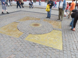 Zero point of Road Measures at Red Square, Moscow, Russia.